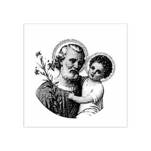 Sello De Caucho San José con el bebé Jesús