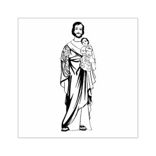 Sello De Caucho San José y niño católicos religiosos Jesús