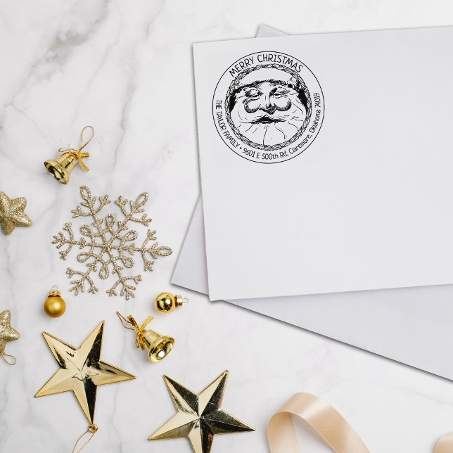 Sello De Caucho Santa Claus Feliz Navidad, dirección de regreso fa (Subido por el creador)
