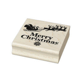 Sello De Caucho Santa Reindeer Merry Christmas Card Snowflakes 