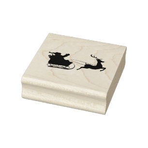 Sello De Caucho Santa Sleigh Y Los Renos