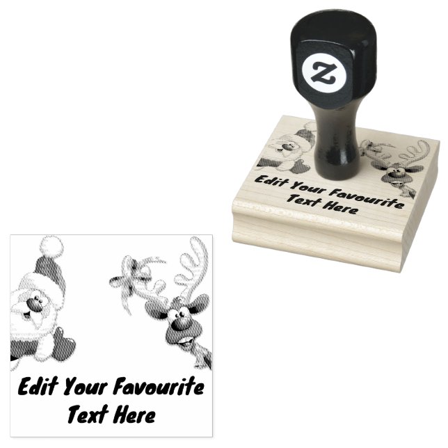 Sello De Caucho Santa y los renos Feliz Personalizado (Sellado)