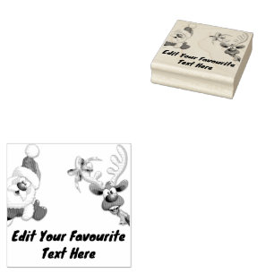 Sello De Caucho Santa y los renos Feliz Personalizado