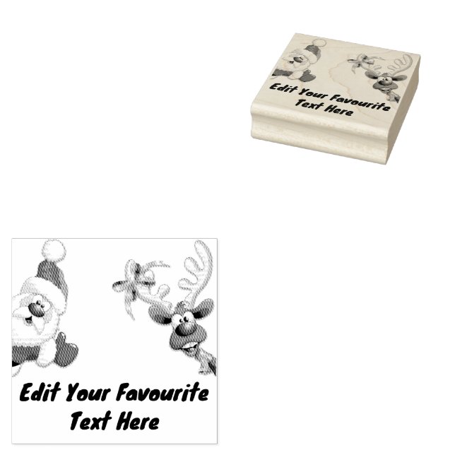 Sello De Caucho Santa y los renos Feliz Personalizado (Sellado)