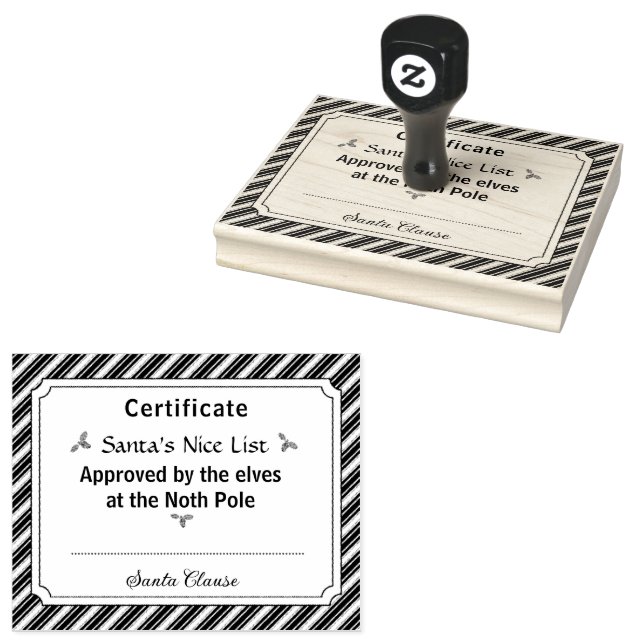 Sello De Caucho Santa's Nice List Certificate Wood Art Stamp (Sellado)