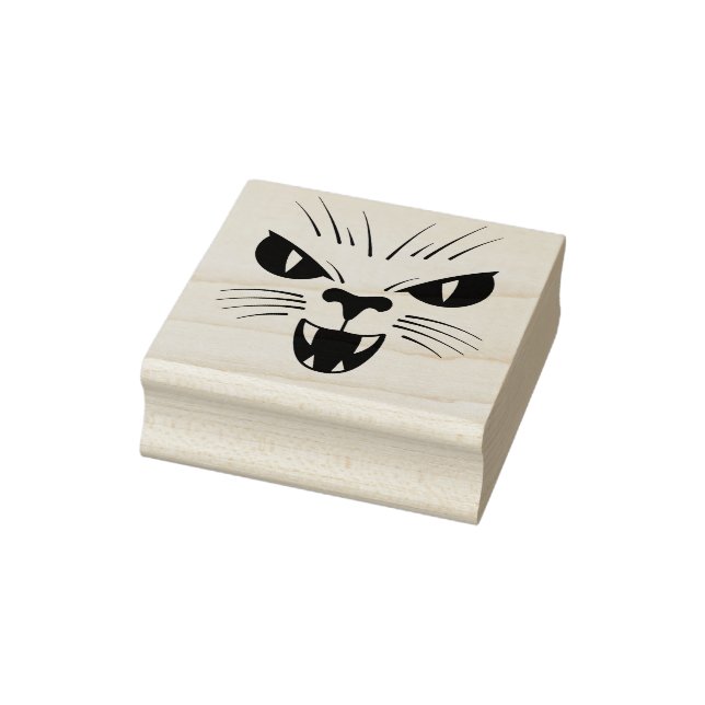 Sello De Caucho Scary Cat Face Stamp (Sello)