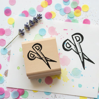 Sello De Caucho Scissors Mini Wooden Art Stamp