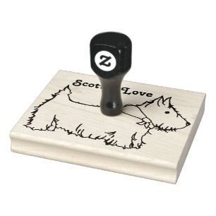 Sello De Caucho Scottie Love Scottish Terrier Dog Personalizado