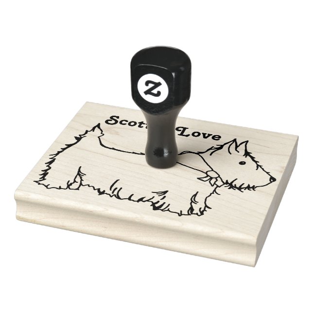 Sello De Caucho Scottie Love Scottish Terrier Dog Personalizado (Sello)