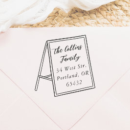 Sello De Caucho Script Family Name & Return Address Sandwich Board