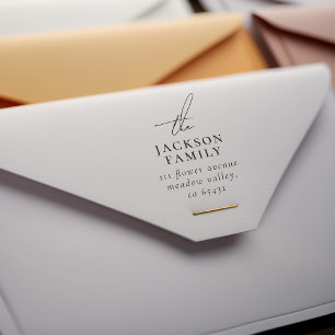 Sello De Caucho Script moderno "The" Family Name Return Address