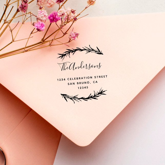 Sello De Caucho Script y Rosemary | Dirección de devolución botáni (Subido por el creador)