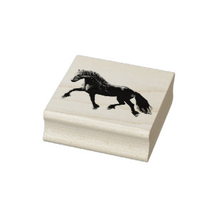 Sello De Caucho Semental negro frisio, la belleza negra, caballo