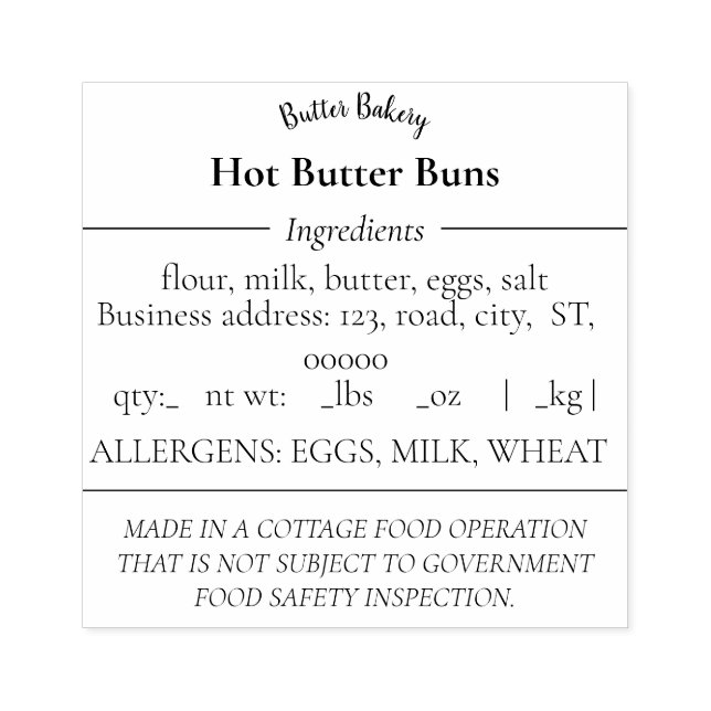 Sello De Caucho Sencilla Ley de Alimentos de Cabaña (Impresión)