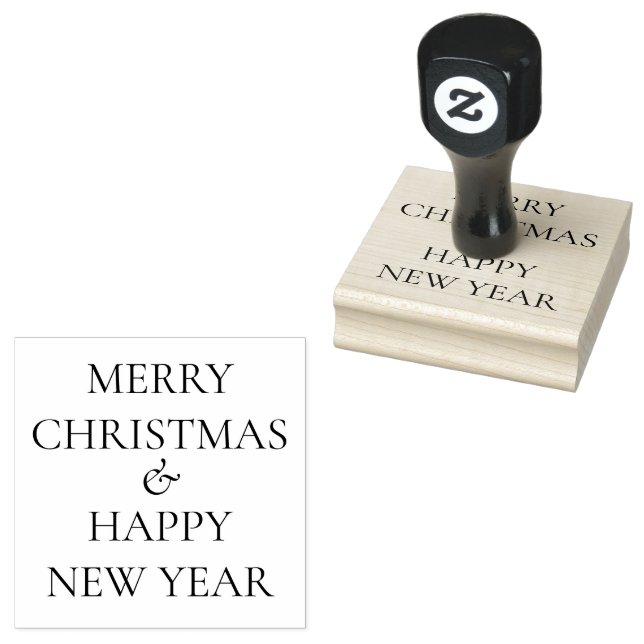 Sello De Caucho Sencillo Feliz Navidad Feliz Año Nuevo (Sellado)