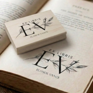 Sello De Caucho Sencillo nombre de iniciales botánicas Ex Libris e
