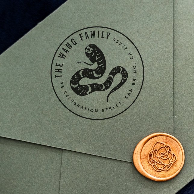 Sello De Caucho Serpiente zodiaca china | Dirección de devolución  (Stamp Mock-up)