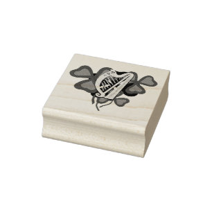 Sello De Caucho Shamrock irlandés, arpa irlandesa, trébol irland