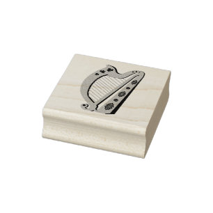 Sello De Caucho Shamrock irlandés, arpa irlandesa, trébol irlandés