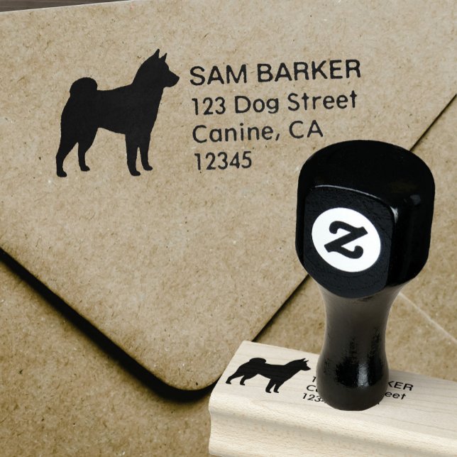 Sello De Caucho Shiba Inu Perro Raza Silhouette Dirección de devol (Subido por el creador)