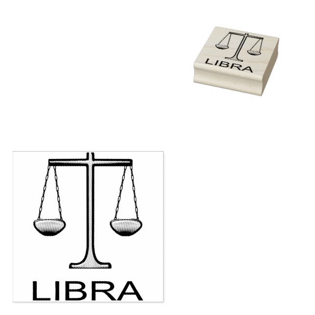 Sello De Caucho Signo de estrella de balanzas de oro de Libra (Sellado)