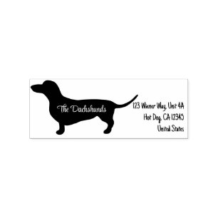 Sello De Caucho Silhouette Dachshund personalizada con nombre