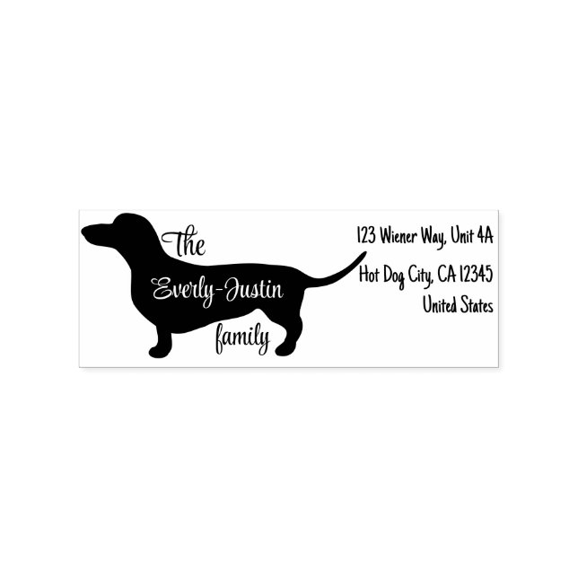 Sello De Caucho Silhouette Dachshund personalizada con nombre de g (Impresión)