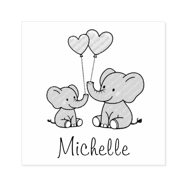 Sello De Caucho Silhouette de Elefante Personalizada (Impresión)