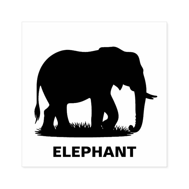 Sello De Caucho Silhouette de Elefante Personalizada (Impresión)