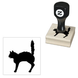 Sello De Caucho Silhouette De Gato Asustado Con La Espalda Curvada