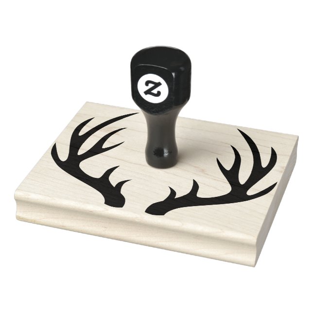 Sello De Caucho Silhouette de Rustic Deer Buck Antlers (Sello)