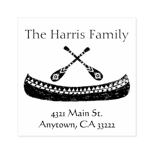 Sello De Caucho Silhouette tribal canoe personalizada (Impresión)