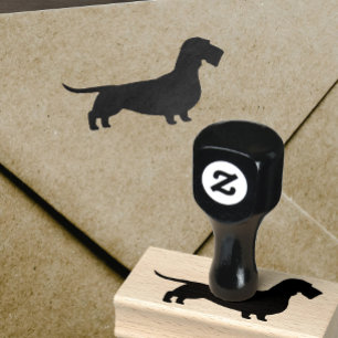 Sello De Caucho Silueta cabelluda del Dachshund del alambre