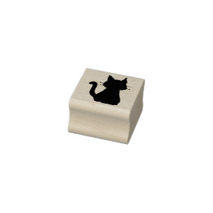 Sello De Caucho Silueta de gatito sentado
