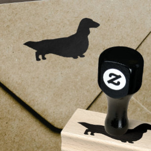 Sello De Caucho Silueta de pelo largo del Dachshund