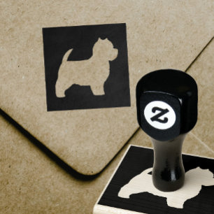 Sello De Caucho Silueta de Terrier blanco de montaña del oeste