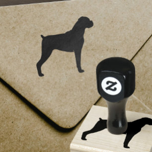 Sello De Caucho Silueta del perro del boxeador - oídos naturales