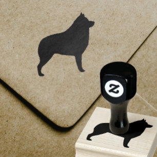 Sello De Caucho Silueta del perro del Schipperke