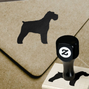 Sello De Caucho Silueta del perro del Schnauzer (oídos flojos)