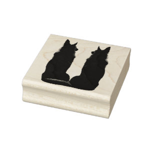 Sello De Caucho Silueta doble de Shepherd en alemán