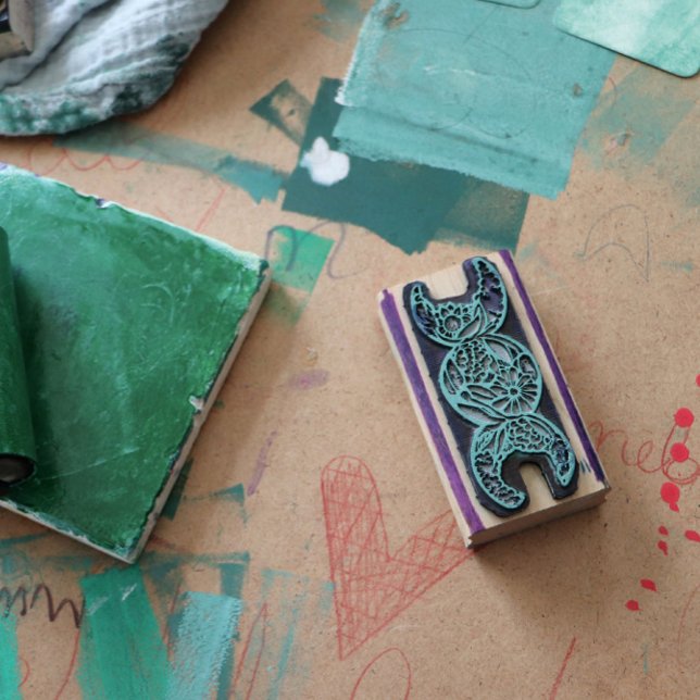 Sello De Caucho Símbolo de la Diosa de la Luna Triple en Flor (Subido por el creador)