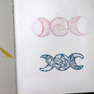 Sello De Caucho Símbolo de la Triple Luna Flor