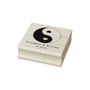 Sello De Caucho Símbolo de Yin Yang con corazones amor boda