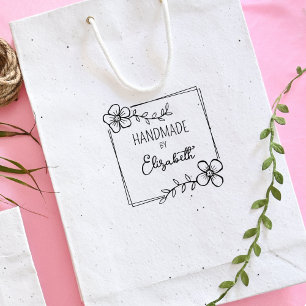 Sello De Caucho Simple a mano de flores, Personalizado de negocios