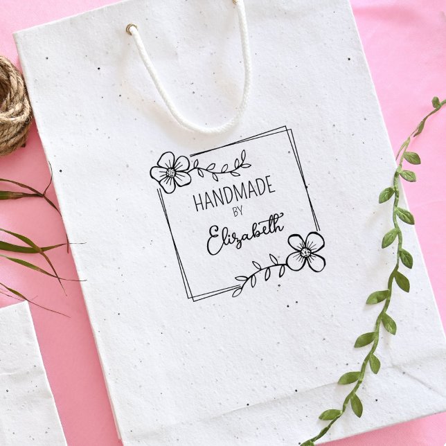 Sello De Caucho Simple a mano de flores, Personalizado de negocios (Subido por el creador)