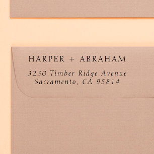 Sello De Caucho Simple Boda Cursiva Pareja Nombre Devolución Direc