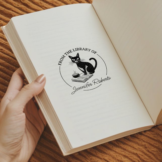 Sello De Caucho Simple Caligrafía, Libro de Gato de Biblioteca (Subido por el creador)