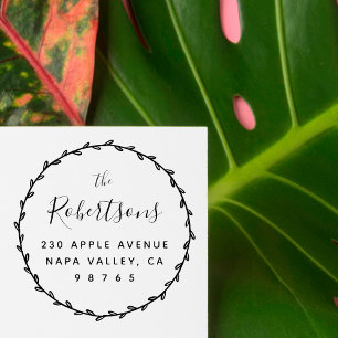 Sello De Caucho Simple dirección de devolución de nombre de famili