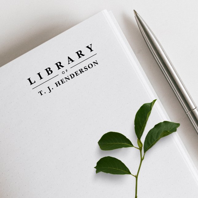Sello De Caucho Simple Elegant Typography Custom Name Library Book (Subido por el creador)