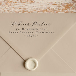 Sello De Caucho Simple Elegante Caligrafía Dirección mínima de ret